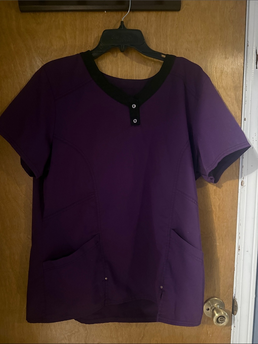 Purple Women's V-Neck Top with Contrast Trim